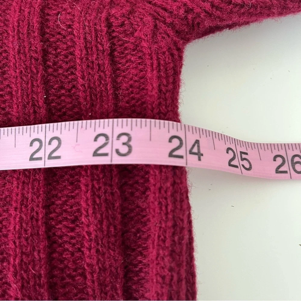 Brooks Brothers Red Ribbed Lambswool Long Sleeve Sweater